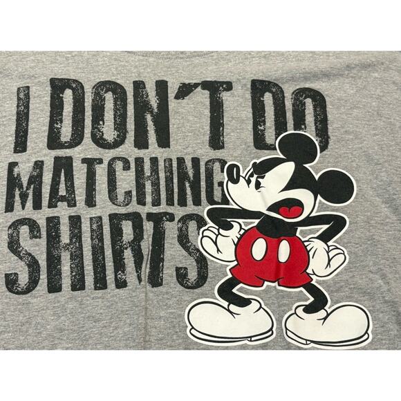 Disney Mickey Mouse T Shirt Adult Size L “I Don’t Do Matching Shirts” Graphic - Picture 2 of 6